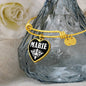 Marie v01w - 18k Gold Finished Heart Pendant Bangle Bracelet