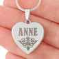 Anne - Engraved Heart Pendant Necklace