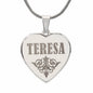 Teresa - Engraved Heart Pendant Necklace