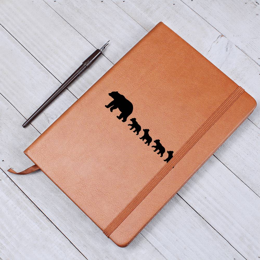 Mama Bear With 4 Cubs - Vegan Leather Journal