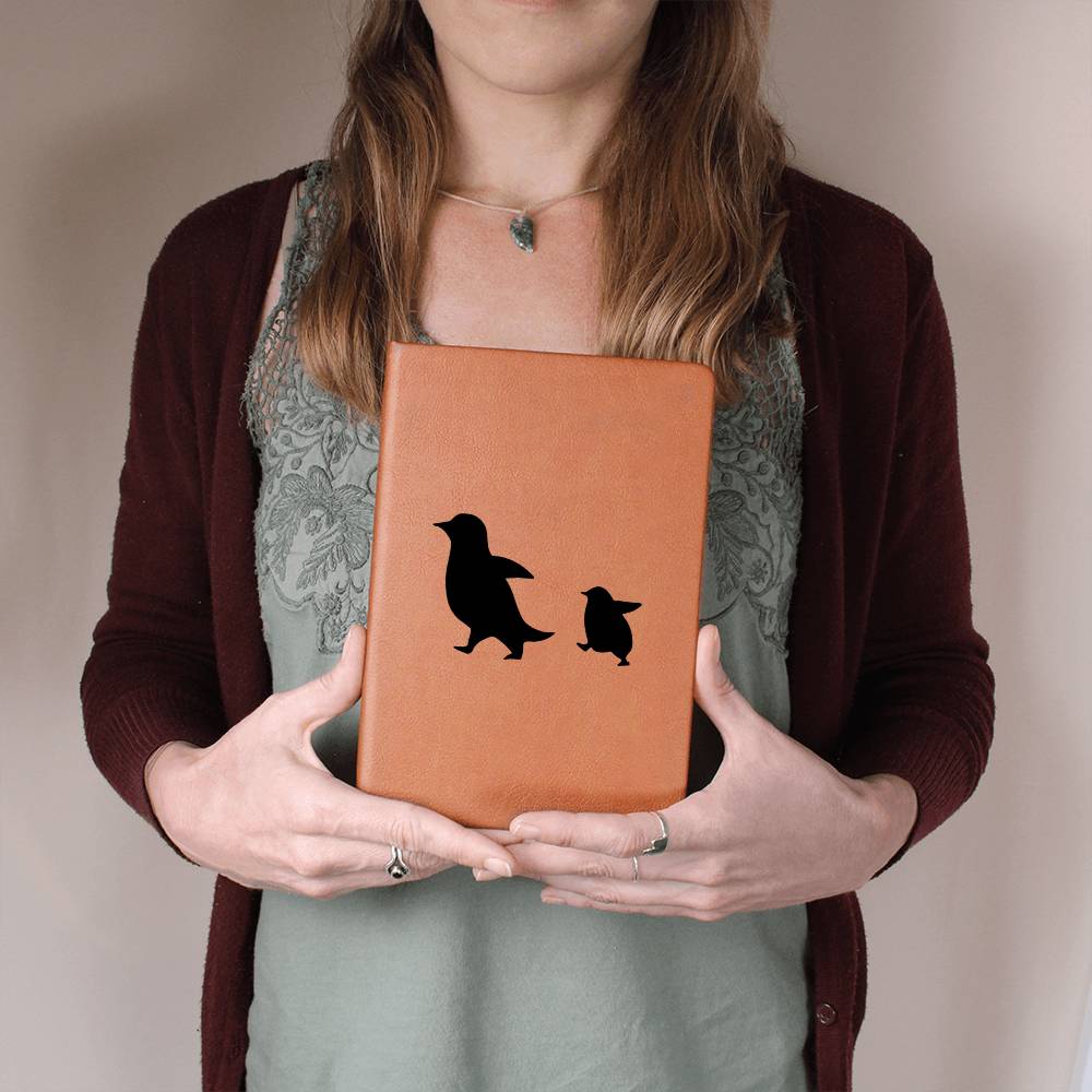 Mama Penguin With 1 Chick - Vegan Leather Journal