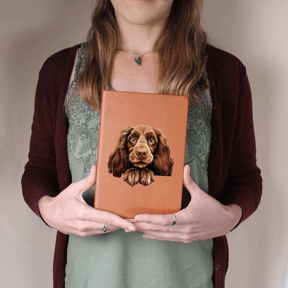 Field Spaniel Peeking - Vegan Leather Journal