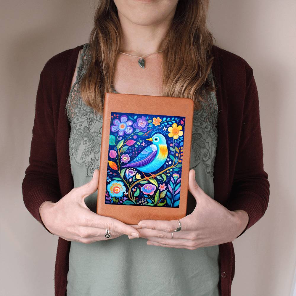 Birds And Floral Design 182 - Vegan Leather Journal