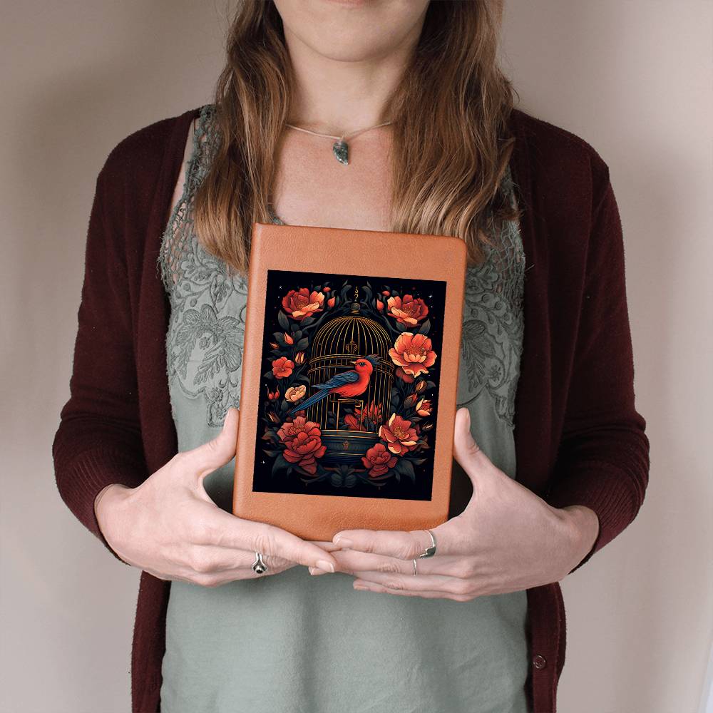 Birds And Floral Design 140 - Vegan Leather Journal