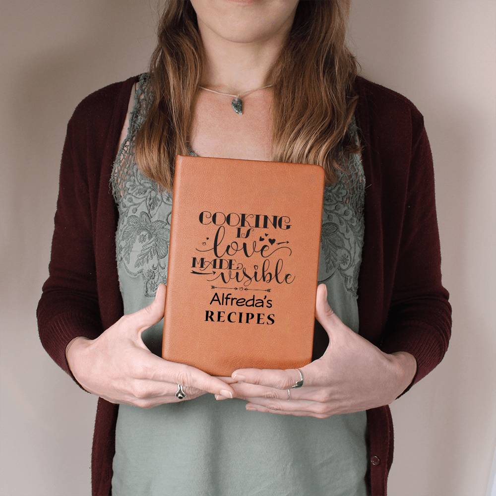 Alfreda's Recipes - Cooking Is Love - Vegan Leather Journal