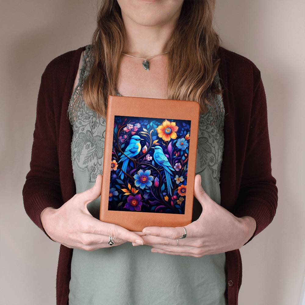 Birds And Floral Design 062 - Vegan Leather Journal