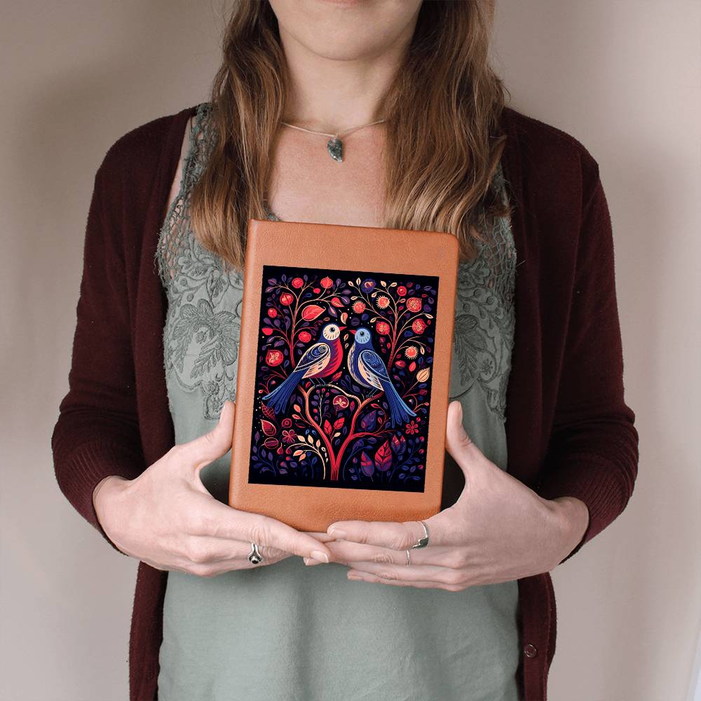 Birds And Floral Design 032 - Vegan Leather Journal