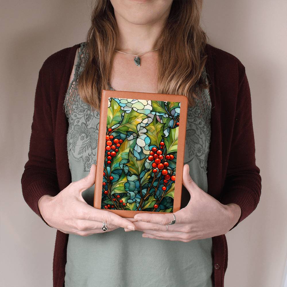 Christmas Stained Glass Design 034 - Vegan Leather Journal