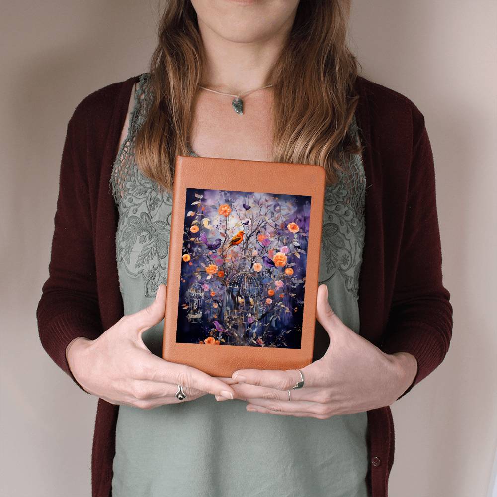 Birds And Floral Design 088 - Vegan Leather Journal