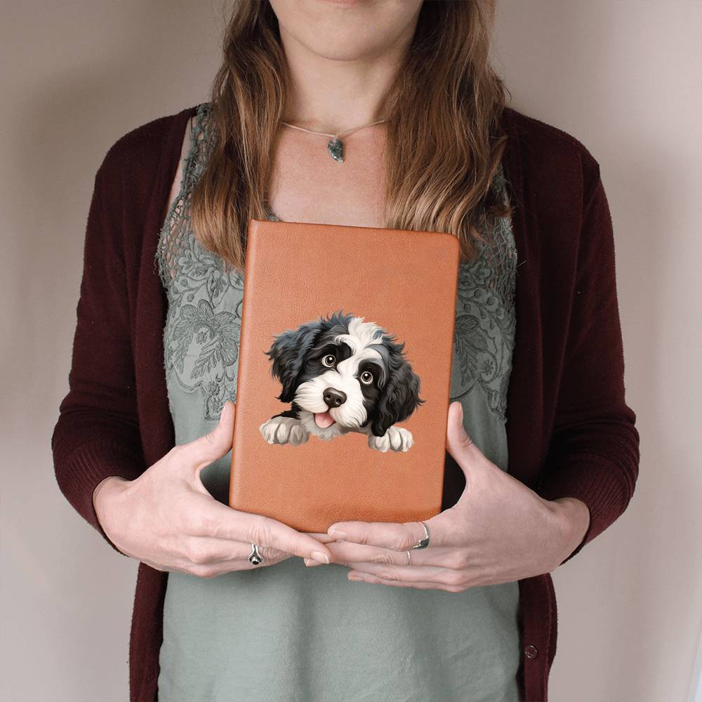 Portuguese Water Dog Peeking - Vegan Leather Journal