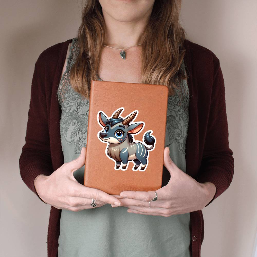 Cute Nilgai sticker 102 - Vegan Leather Journal