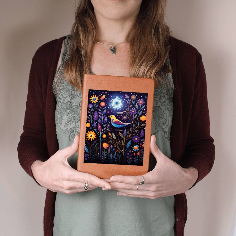 Birds And Floral Design 067 - Vegan Leather Journal