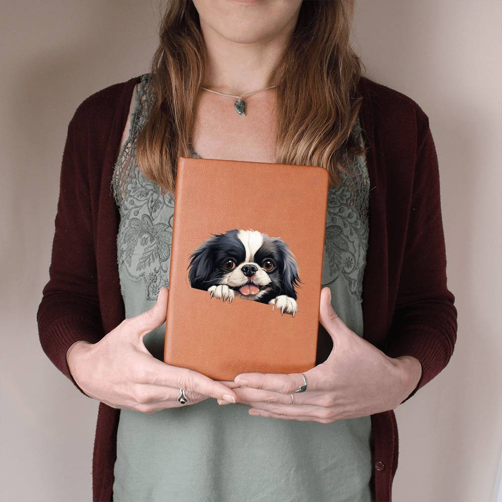 Japanese Chin Peeking - Vegan Leather Journal