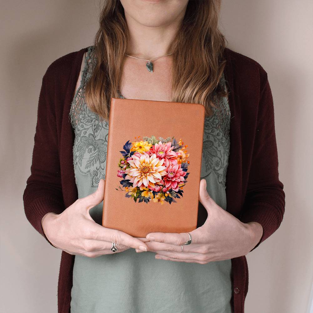 Floral Flower Wreath 092 - Vegan Leather Journal