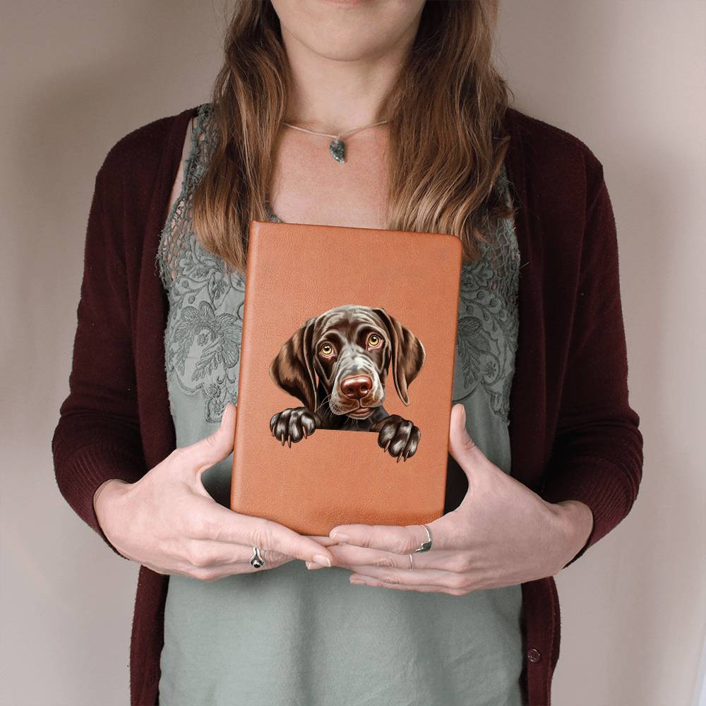 German Shorthaired Pointer Peeking - Vegan Leather Journal