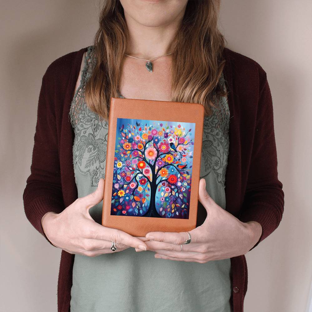 Birds And Floral Design 077 - Vegan Leather Journal