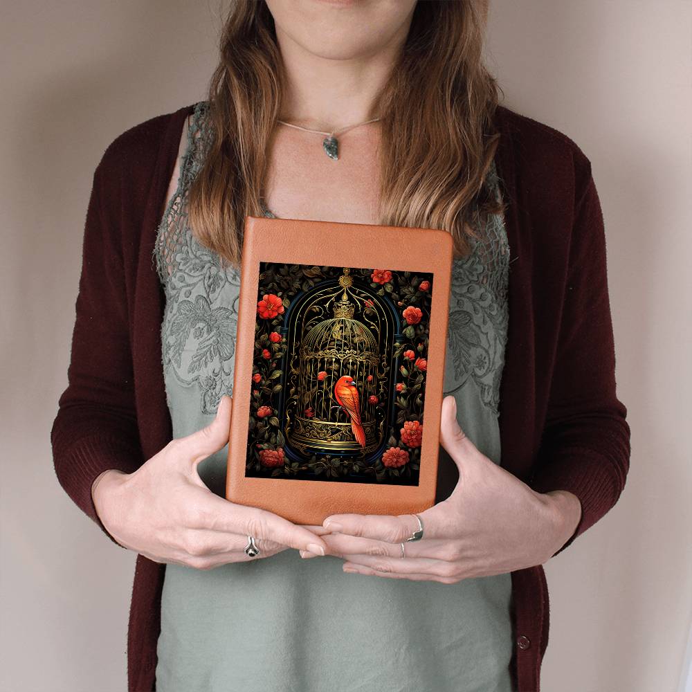 Birds And Floral Design 071 - Vegan Leather Journal