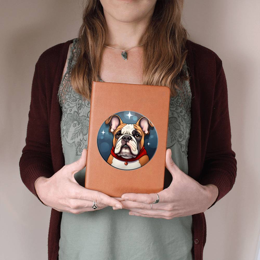 Dog Stained Glass Christmas Design 017 - Vegan Leather Journal
