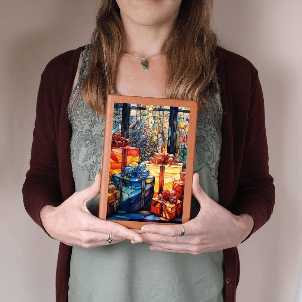 Christmas Stained Glass Design 020 - Vegan Leather Journal