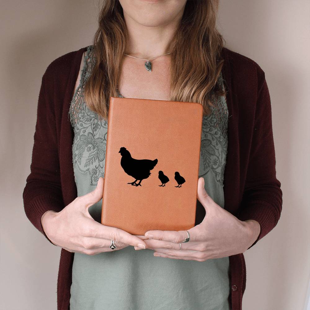 Mama Chicken With 2 Chicks - Vegan Leather Journal
