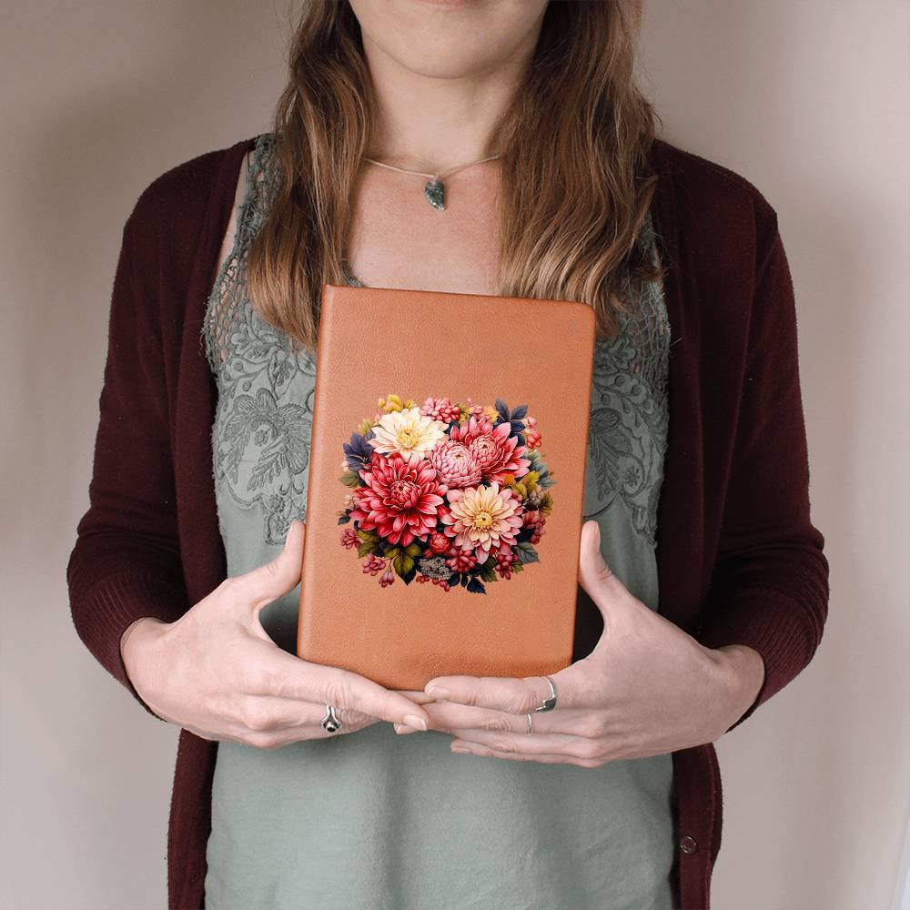 Floral Flower Wreath 040 - Vegan Leather Journal