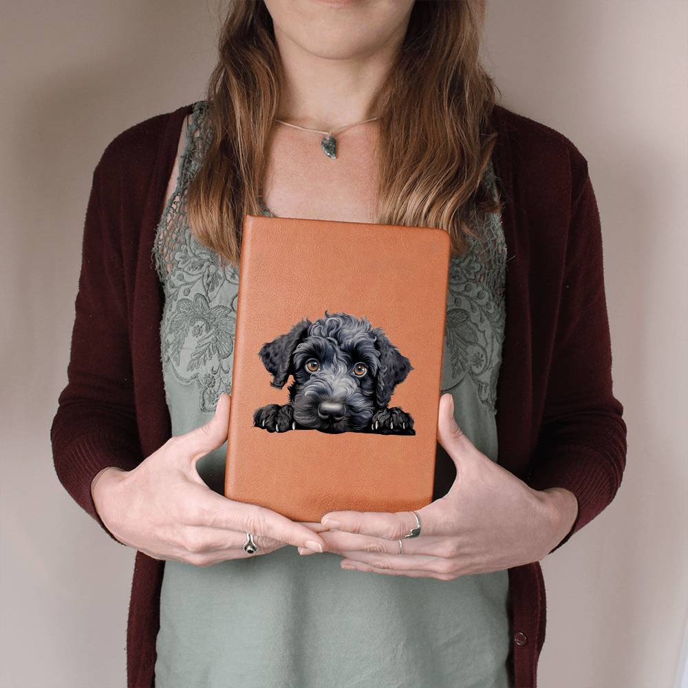 Kerry Blue Terrier Peeking - Vegan Leather Journal