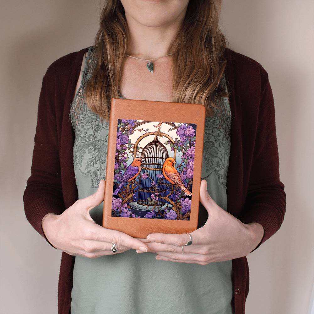 Birds And Floral Design 081 - Vegan Leather Journal