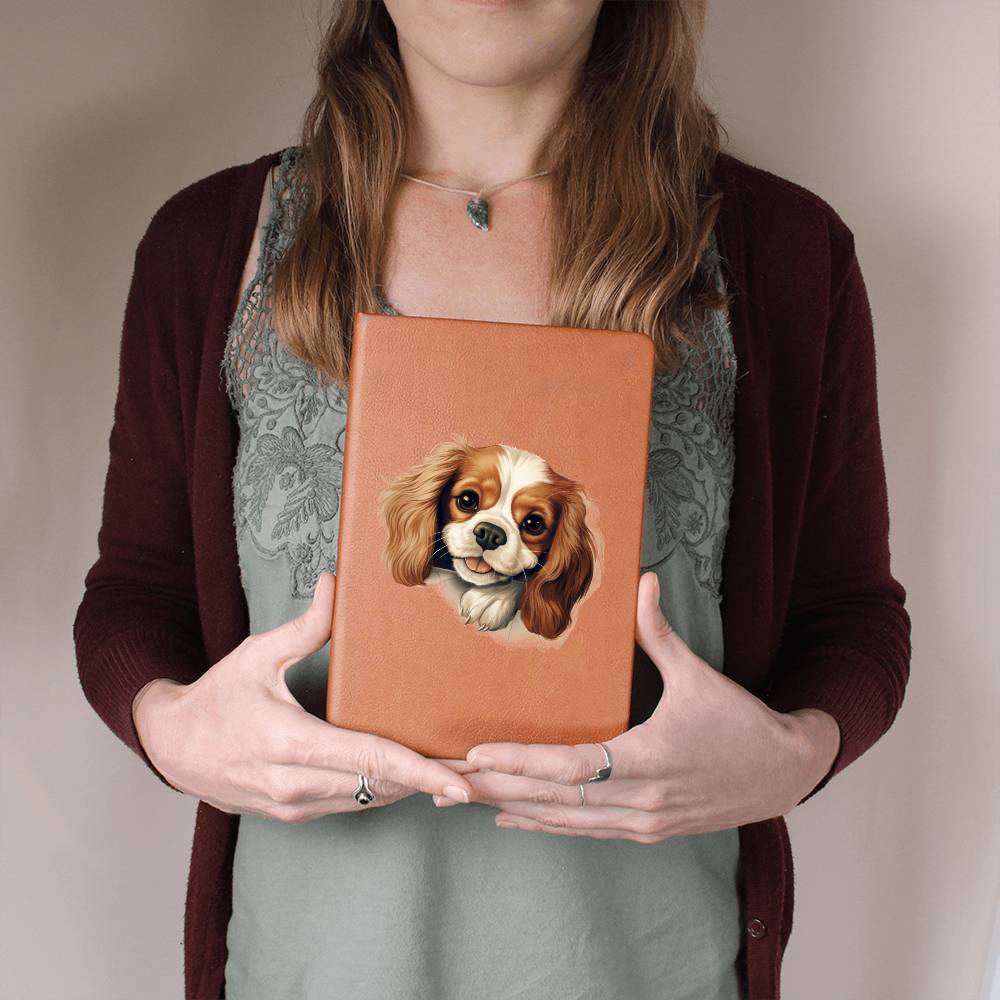 Cavalier King Charles Spaniel Peeking - Vegan Leather Journal