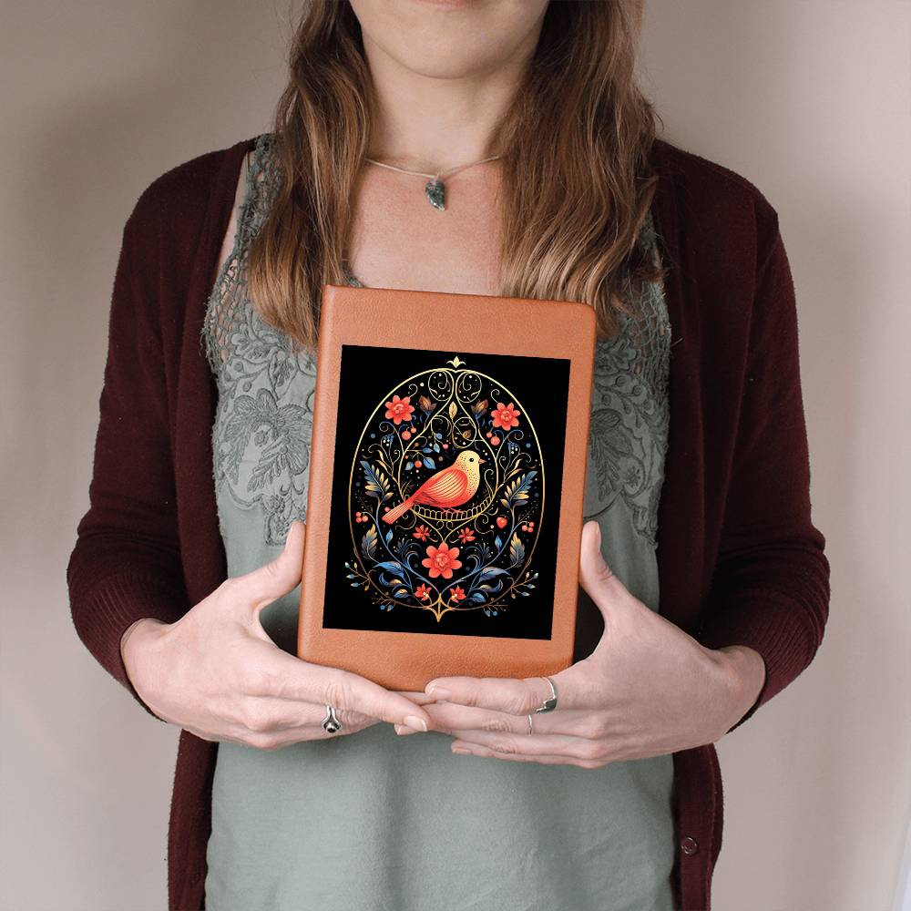 Birds And Floral Design 046 - Vegan Leather Journal