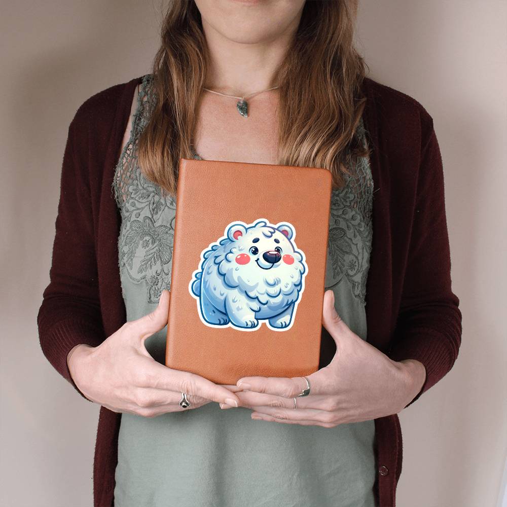Cute Polar bear sticker 129 - Vegan Leather Journal