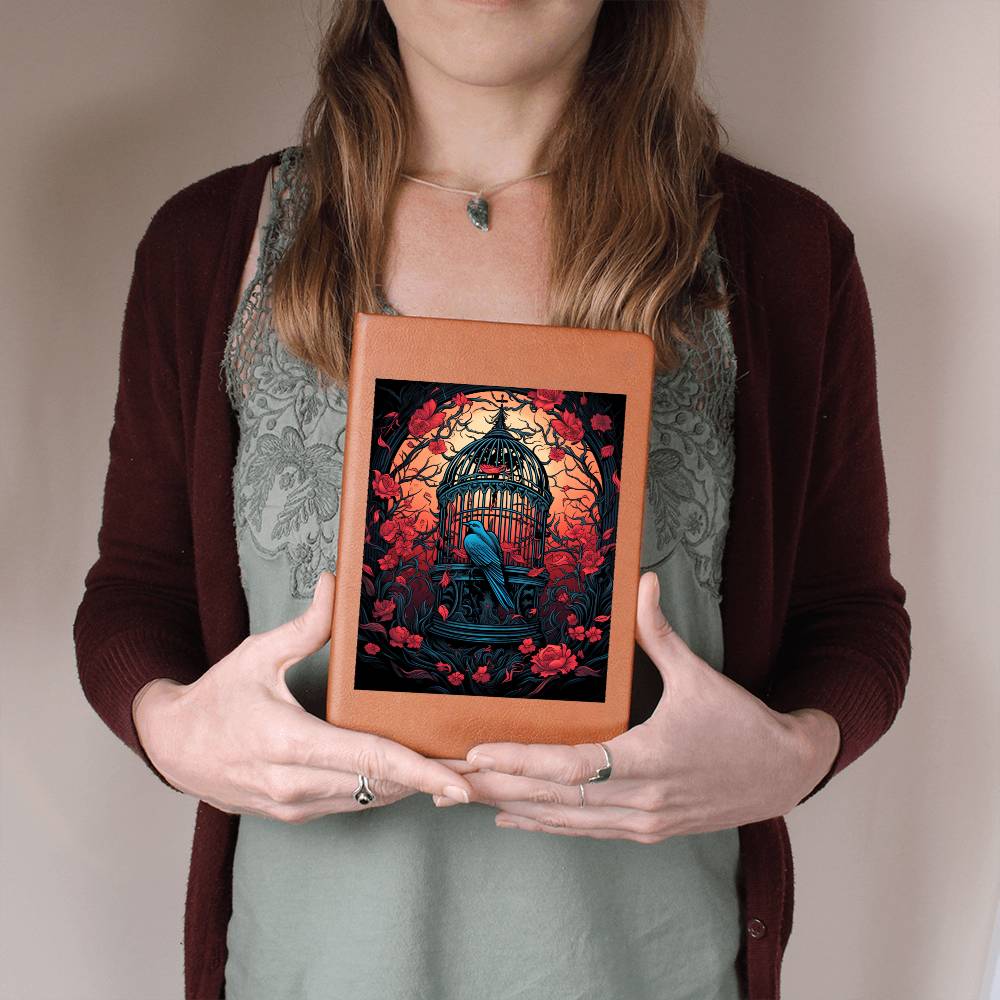 Birds And Floral Design 041 - Vegan Leather Journal