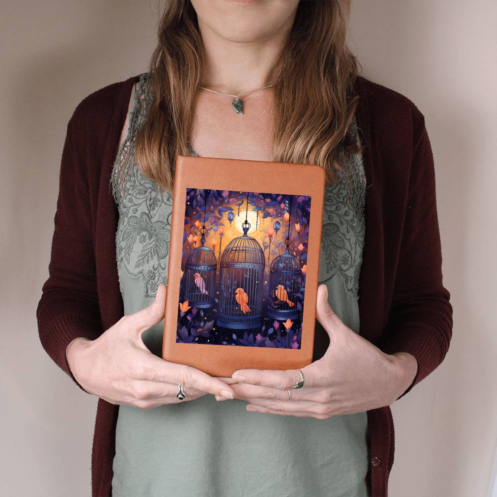 Birds And Floral Design 074 - Vegan Leather Journal