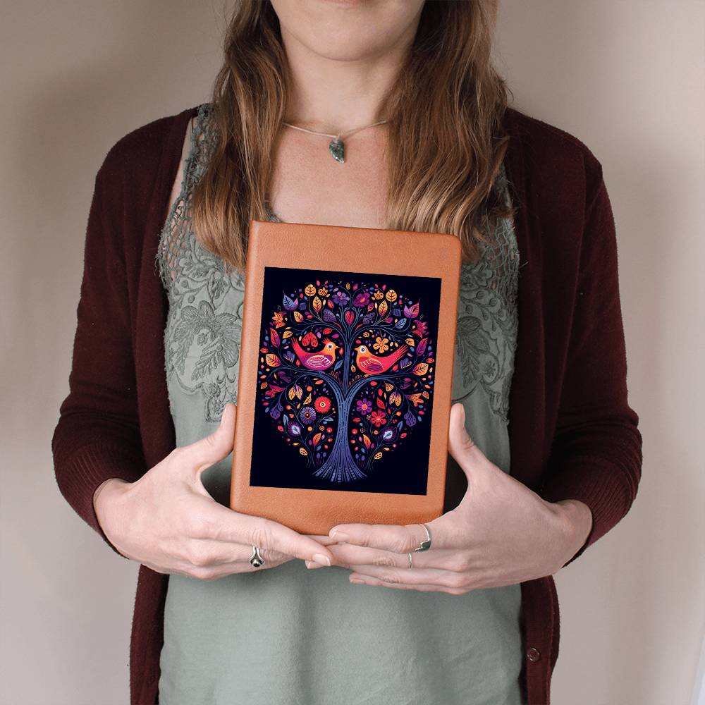 Birds And Floral Design 033 - Vegan Leather Journal