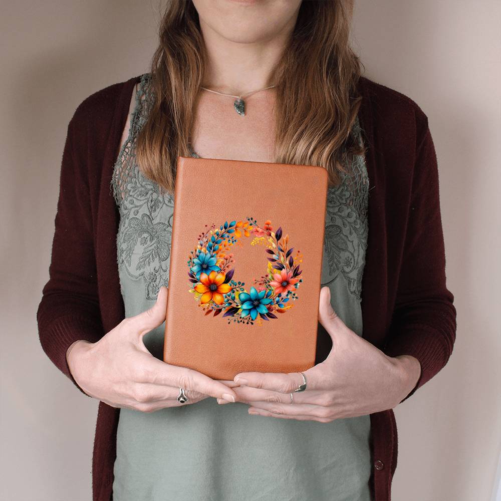 Floral Flower Wreath 119 - Vegan Leather Journal