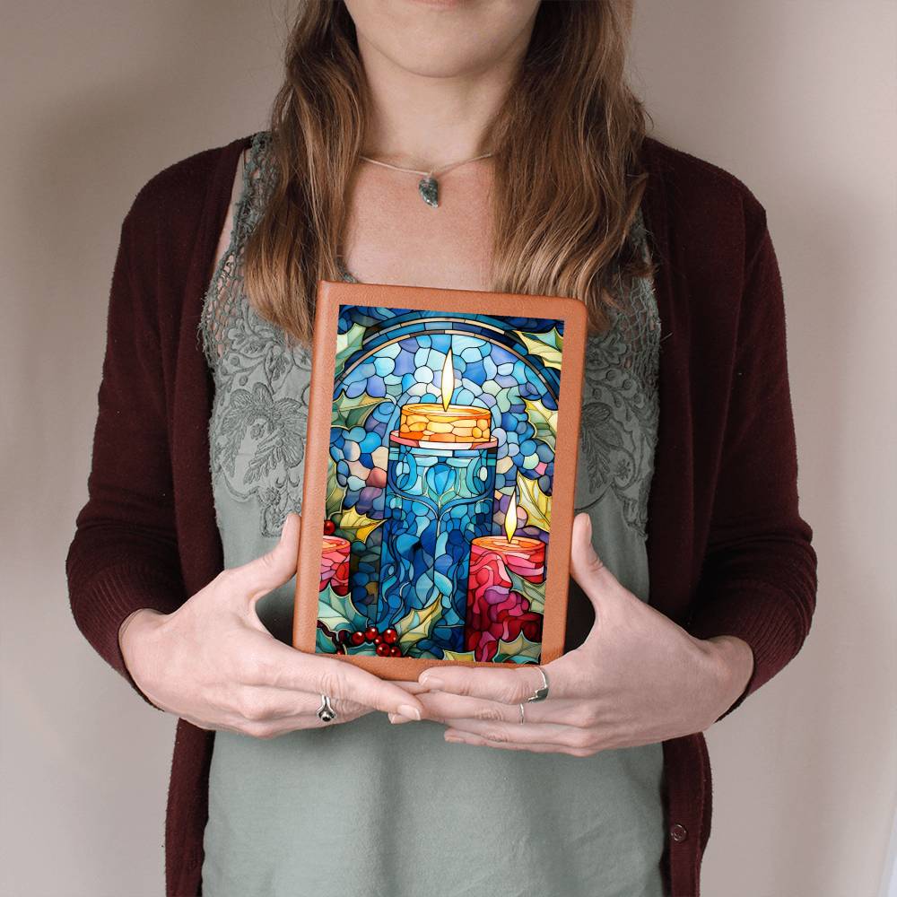 Christmas Stained Glass Design 011 - Vegan Leather Journal