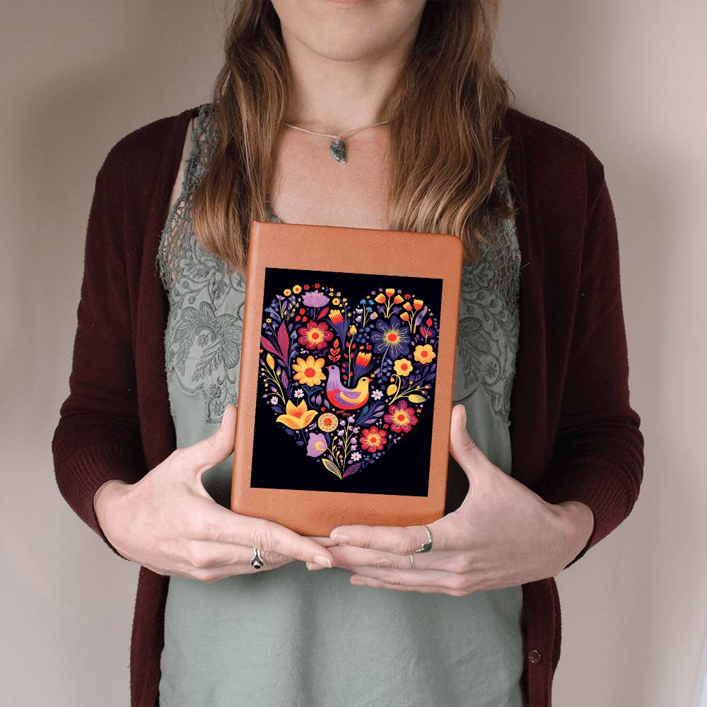 Birds And Floral Design 112 - Vegan Leather Journal