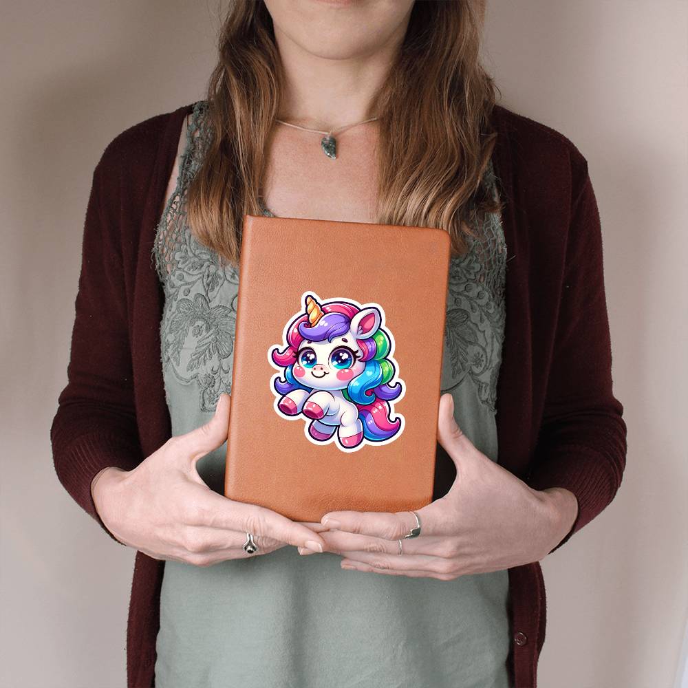Cute Unicorn sticker 194 - Vegan Leather Journal