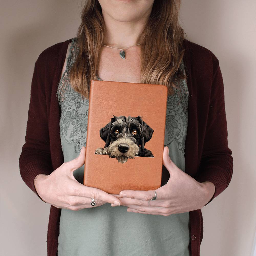 Giant Schnauzer Peeking - Vegan Leather Journal