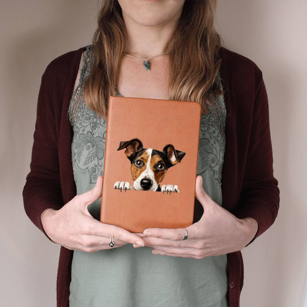 Smooth Fox Terrier Peeking - Vegan Leather Journal