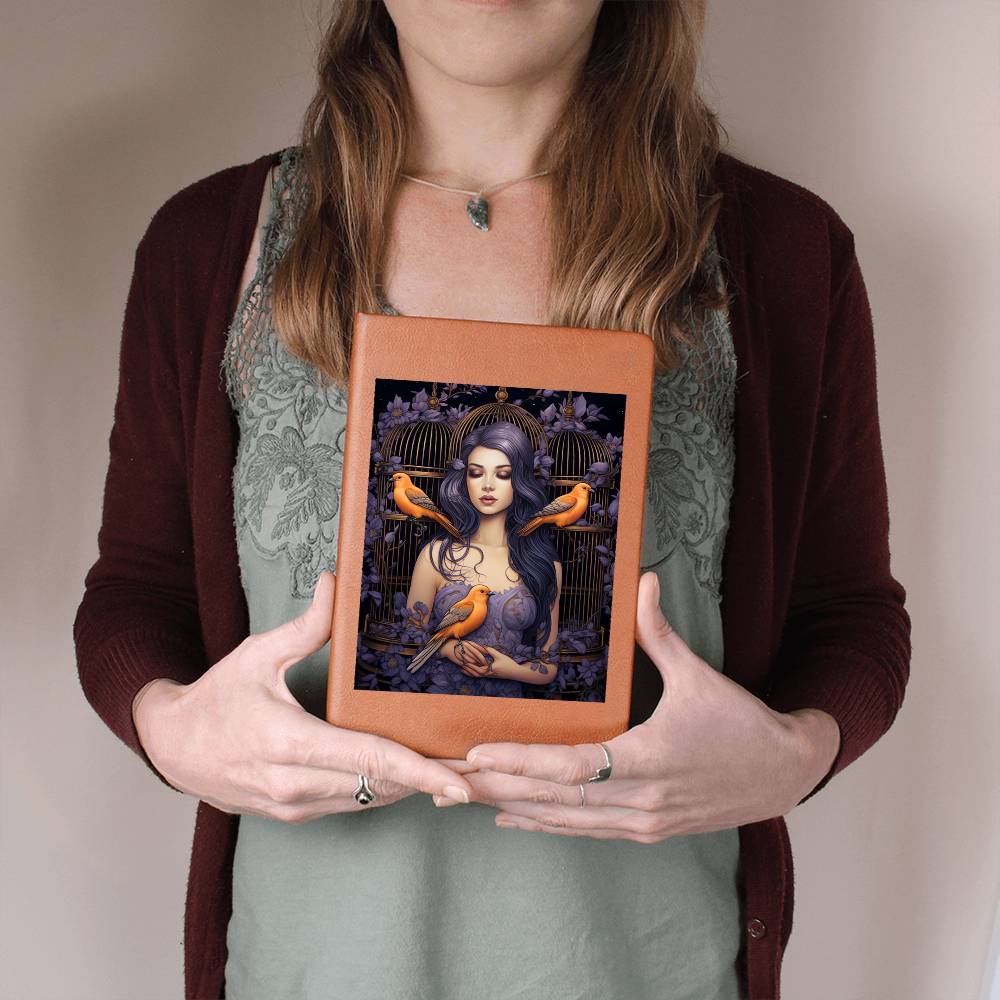 Birds And Floral Design 084 - Vegan Leather Journal