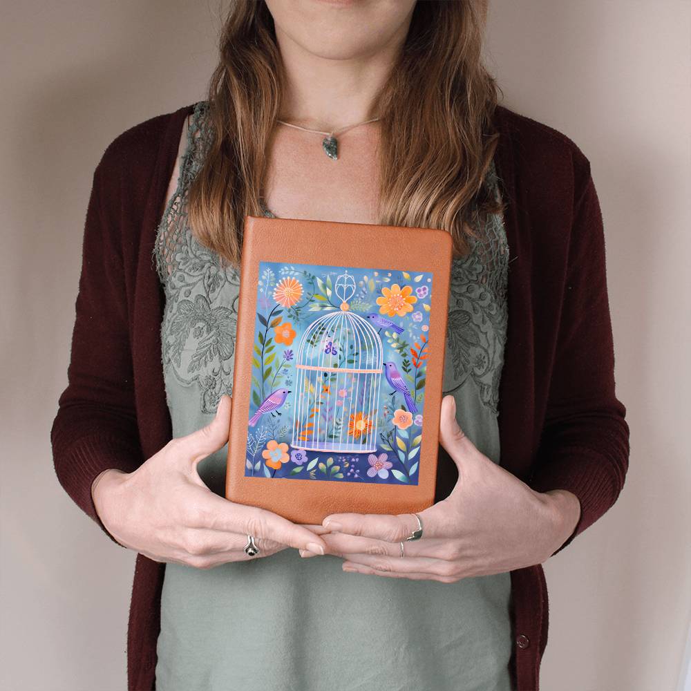 Birds And Floral Design 134 - Vegan Leather Journal