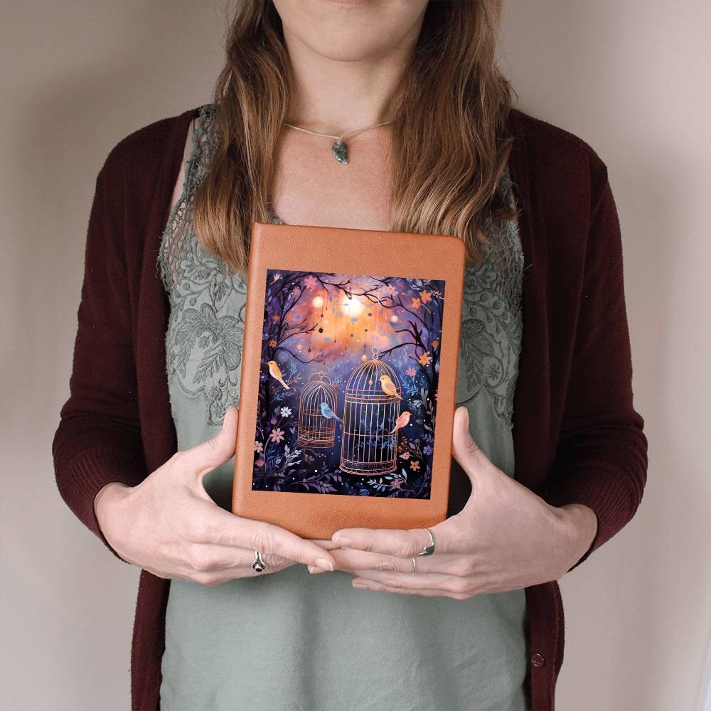 Birds And Floral Design 072 - Vegan Leather Journal