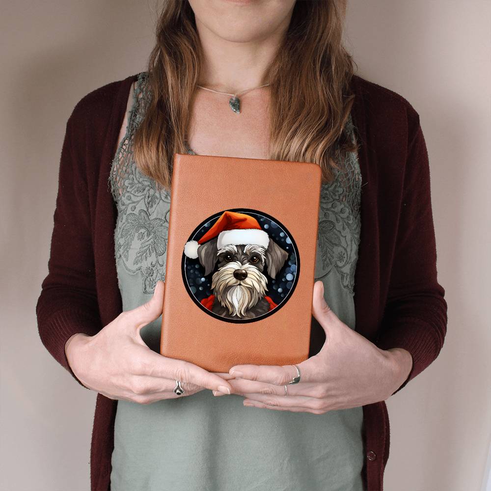 Dog Stained Glass Christmas Design 018 - Vegan Leather Journal