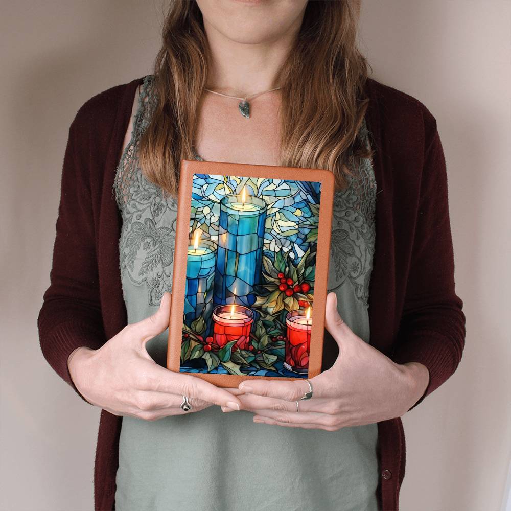 Christmas Stained Glass Design 001 - Vegan Leather Journal