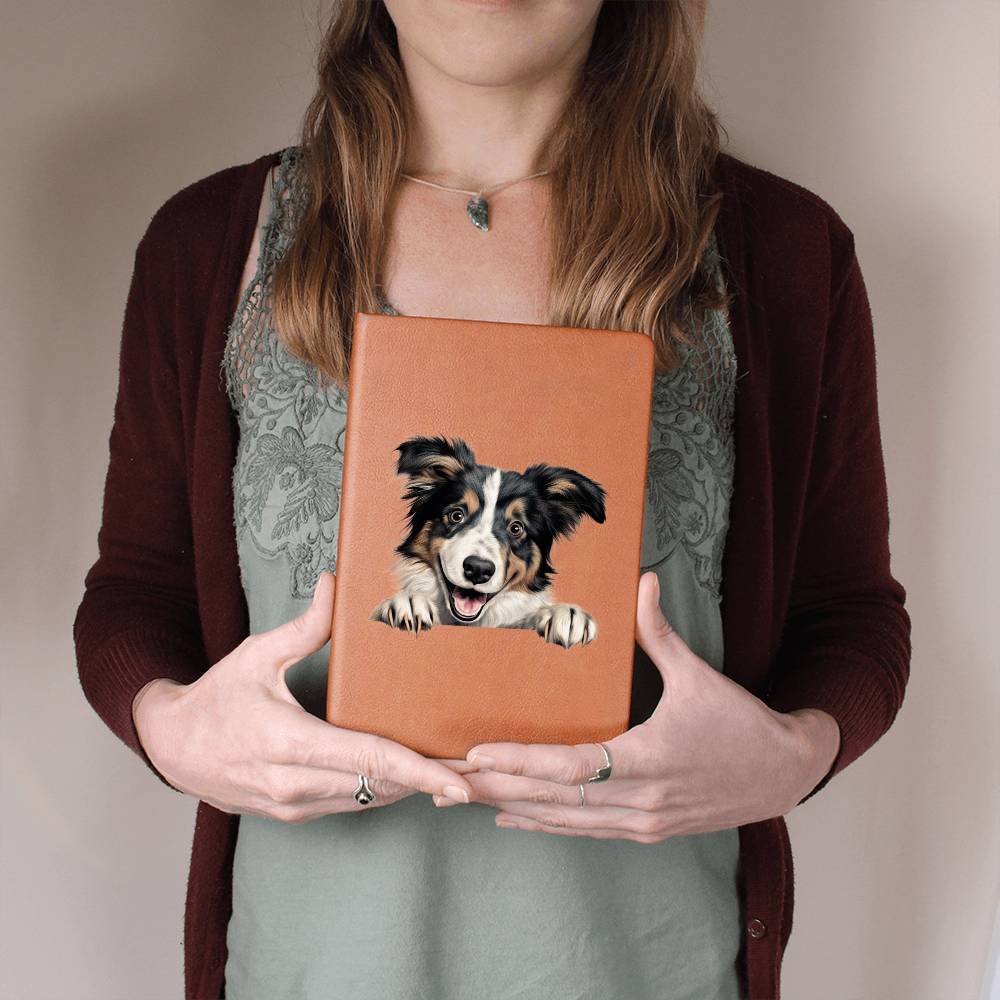 Collie Peeking - Vegan Leather Journal