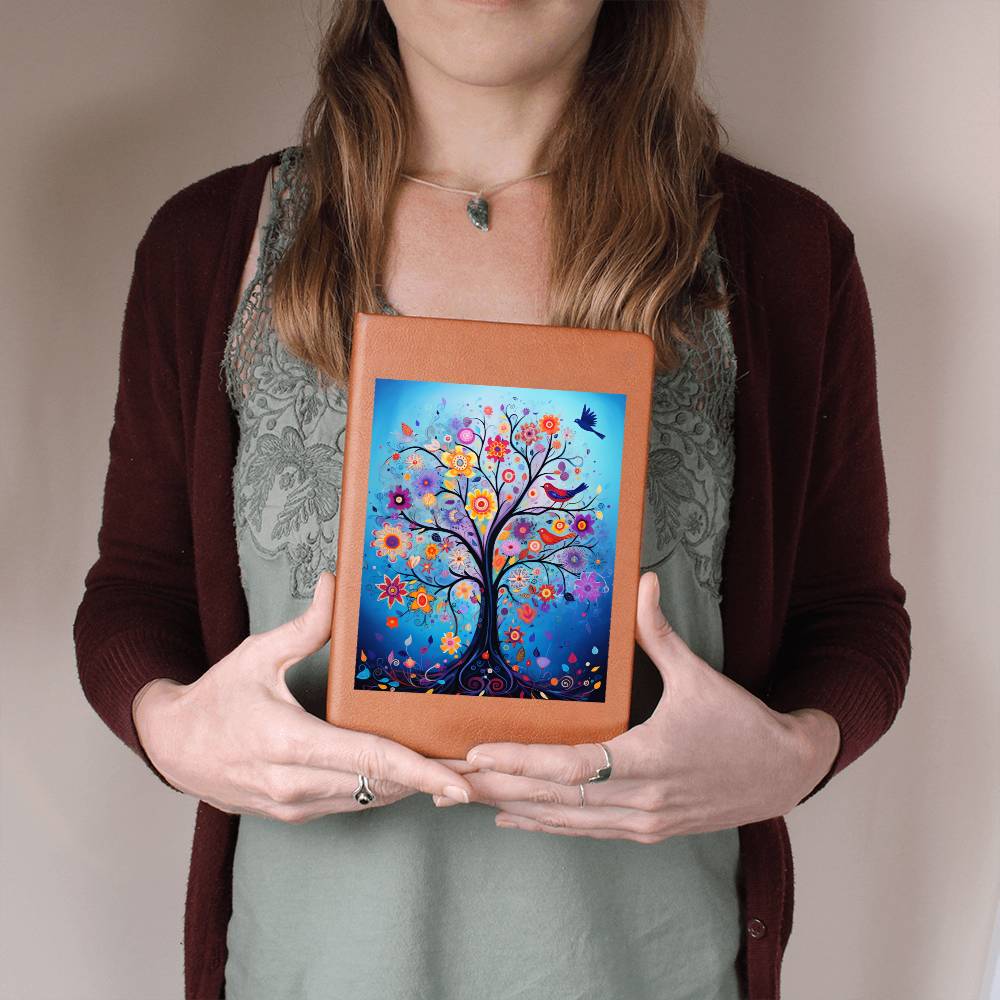 Birds And Floral Design 056 - Vegan Leather Journal