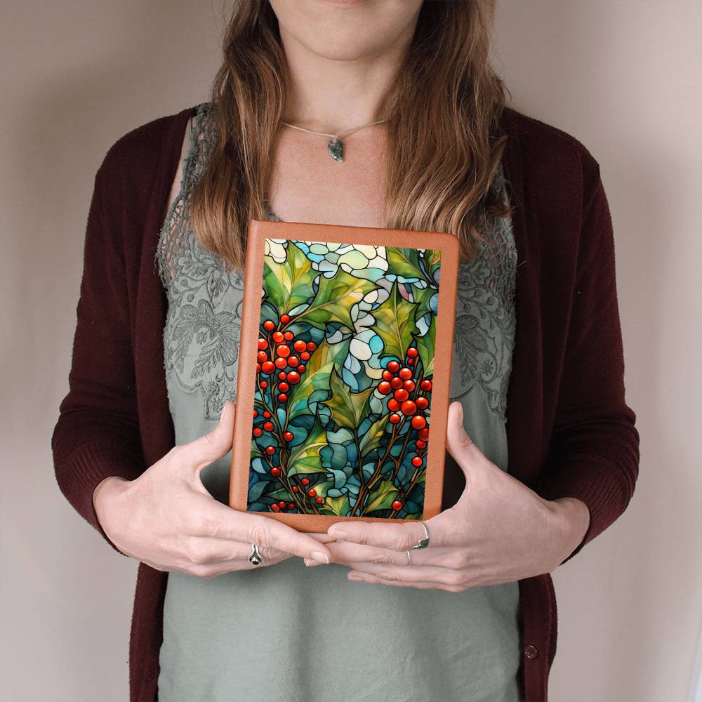 Christmas Stained Glass Design 030 - Vegan Leather Journal