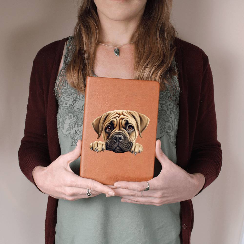 Bullmastiff Peeking - Vegan Leather Journal