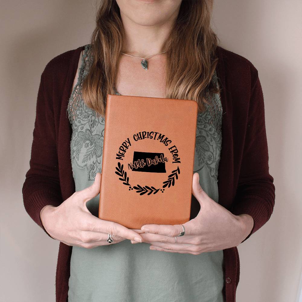 Merry Christmas From North Dakota - Vegan Leather Journal