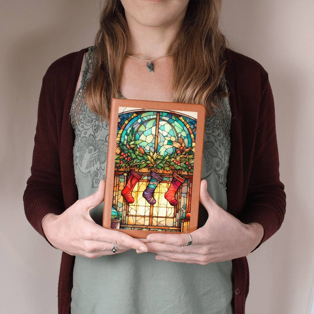 Christmas Stained Glass Design 015 - Vegan Leather Journal